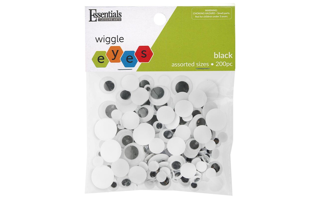 Essentials by Leisure Arts Eyes Paste On Moveable Assorted Black 200pc  Googly Eyes, Google Eyes for Crafts, Big Googly Eyes for Crafts, Wiggle  Eyes, Craft Eyes